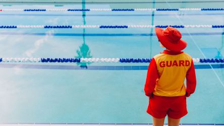 Lifeguard looking out over the pool
